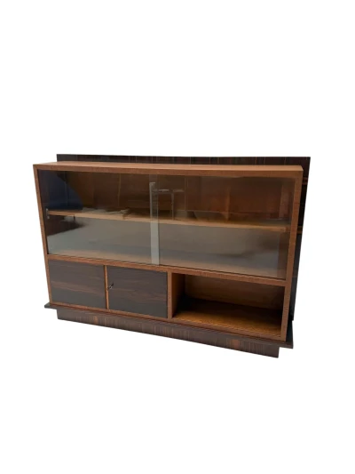 Art Deco Bookcase by Dutch Designer, Solid Oak & Macassar Ebony, 1930s